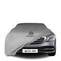 Mercedes-Benz S-Klasse lang (V223) mit maßgeschneiderter Indoor-Autoabdeckung in einer Garage in Deutschland