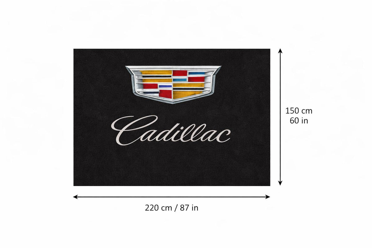 Cadillac Garagen-Bodenmatte - 5x7 ft (60x87") Luxuriöser rutschfester Autoteppich & Wanddekoration