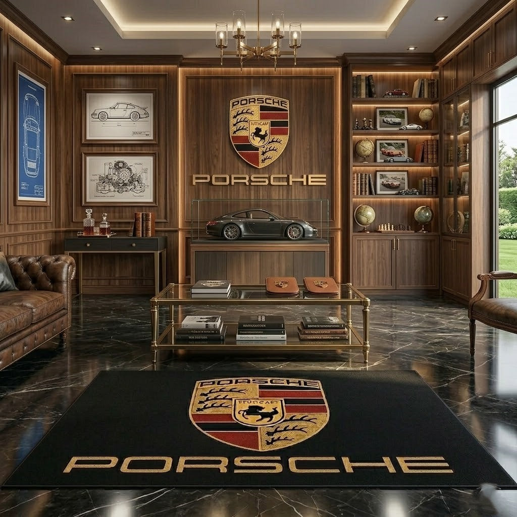 Premium Porsche Garagenteppich – 152 x 221 cm (5x7 ft)