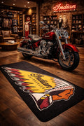 Indian Premium Garagen-Bodenmatte - 2.5x7 ft (30x87") Luxuriöser rutschfester Motorradteppich & Wanddekoration