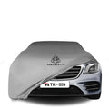 Mercedes-Benz S-Klasse (W222) mit maßgeschneiderter Indoor-Autoabdeckung in einer Garage in Deutschland